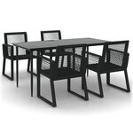vidaXL Ensemble à manger de jardin 5 Pièces Noir Rotin PVC