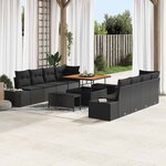 vidaXL Ensemble de canapé de jardin 11 Pièces Noir Poly rotin