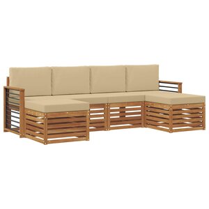 vidaXL Ensemble de canapés d'extérieur 6 pc Naturel et Beige