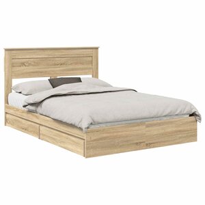 vidaXL Lit de Rangement Chêne Sonoma 160 x 200 cm Bois d'ingénierie