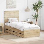 vidaXL Cadre de lit Chêne Sonoma 75 x 190 cm Bois Ingénierie
