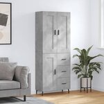 vidaXL Buffet haut Gris béton 69 5x34x180 cm Bois d'ingénierie