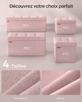 Banc de rangement pliable pouf coffre bout de lit banquette 110 x 38 x 38 cm tissu façon lin charge 300 kg pour entrée chambre salon rose 12_0004156