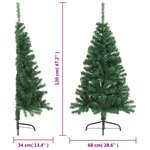 vidaXL Sapin de Noël artificiel moitié avec support vert 120 cm PVC