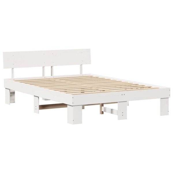 vidaXL Cadre de lit Blanc 160 x 200 cm Bois massif en pin