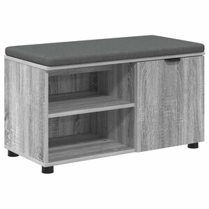 vidaXL Banc d'entrée avec coussin Uni Gris Sonoma 80 x 38 x 46 cm
