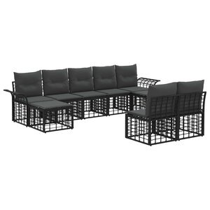 vidaXL Ensemble de canapés d'extérieur 9 Pièces Noir et Gris foncé