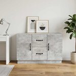 vidaXL Buffet Gris béton 89 x 34 5 x 57 cm Bois d'ingénierie
