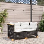 vidaXL Canapés d'angle de jardin et coussins 2 Pièces noir résine tressée