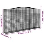 vidaXL Paniers à gabions arqués 2 Pièces 400x50x200/220 cm Fer galvanisé
