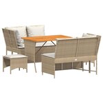 vidaXL Salon de jardin avec coussins 5 Pièces beige résine tressée