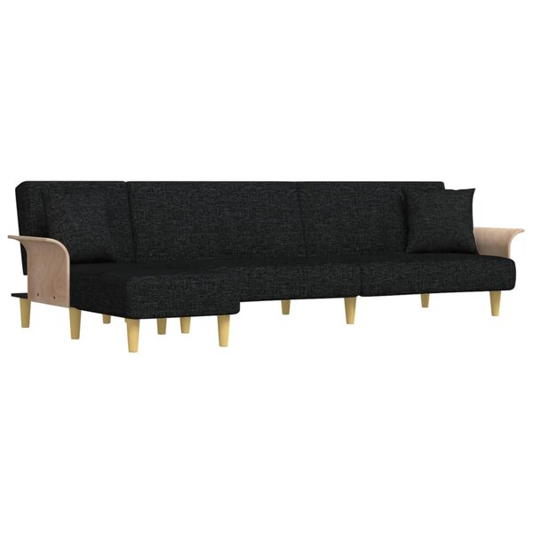 vidaXL Canapé-lit en forme de L noir 279x140x70 cm tissu