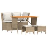 vidaXL Ensemble à manger de jardin coussins 4 Pièces beige résine tressée