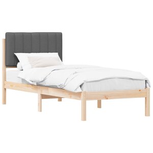 vidaXL Cadre de lit avec tête de lit rembourrée Gris foncé 75 x 190 cm