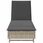 vidaXL Chaise longue avec roues et coussins gris clair résine tressée