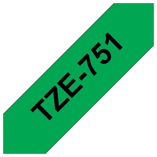 Ruban adhésif d'étiquetage tze-751, noir sur fond vert, 24 mm x 8 m