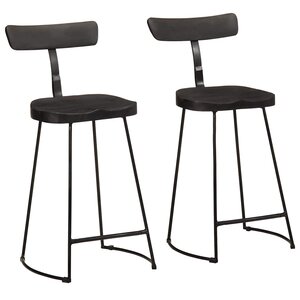 vidaXL Tabourets de bar lot de 2 noir 49x43x88 cm bois manguier massif