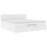 vidaXL Lit ottoman avec matelas & LED blanc pur 180x200cm similicuir