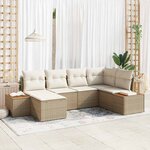 vidaXL Ensemble de canapé de jardin 6 Pièces Beige Poly rotin