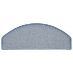 vidaXL Tapis d'escalier 30 pièces 65 x 24 x 4 cm Gris clair et bleu Demi-rond Grand