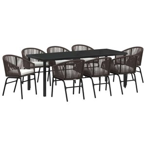 vidaXL Ensemble de salle à manger pour jardin 9 pc Marron