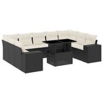 vidaXL Salon de jardin 10 Pièces avec coussins noir résine tressée