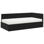 vidaXL Cadre de lit d'angle avec matelas 2 Pièces Noir Velours