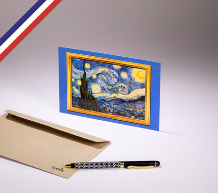 Carte simple art gallery créée et imprimée en france sur papier certifié pefc - la nuit étoilée de vincent van gogh