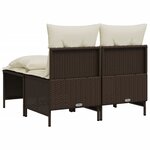 vidaXL Salon de jardin 4 Pièces avec coussins marron résine tressée