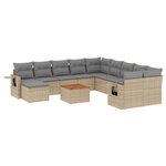 vidaXL Salon de jardin et coussins 14 Pièces mélange beige résine tressée