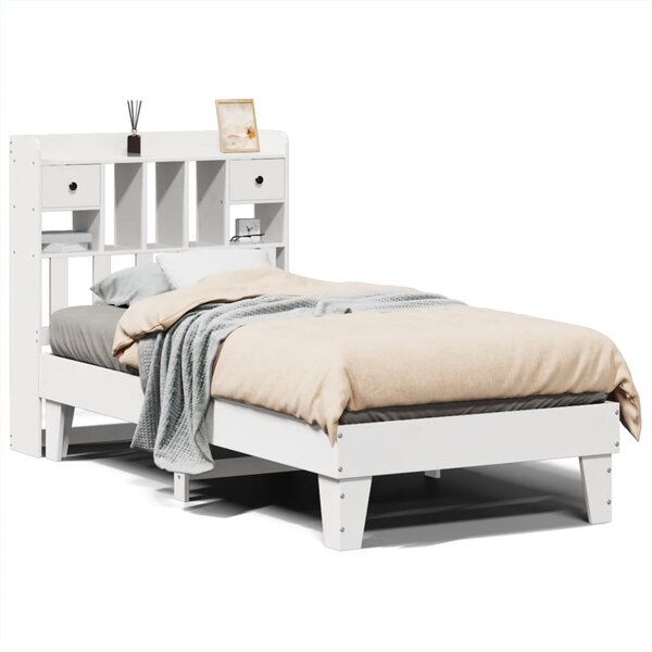 vidaXL Cadre de lit sans matelas blanc 90x200 cm bois de pin massif