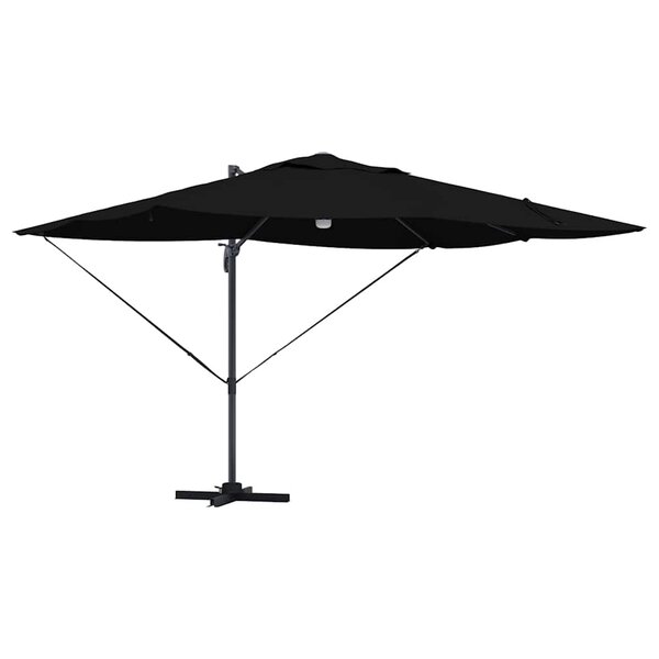 vidaXL Parasol Roma à Bras Déporté Noir et Noir 352 x 251 x 265 cm