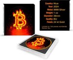 Pièce de monnaie en Argent 2 Dollars g 31.1 (1 oz) Millésime 2024 BURNING BITCOIN