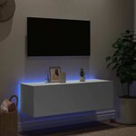 vidaXL Meuble TV mural avec lumières LED blanc 100x35x31 cm