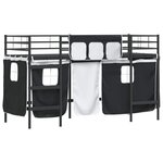 vidaXL Cadre de Lit Mezzanine pour Enfants avec Rideaux Noir