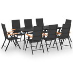 vidaXL Ensemble à manger de jardin 9 Pièces noir et marron