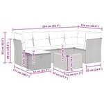 vidaXL Salon de jardin avec coussins 7 Pièces gris résine tressée