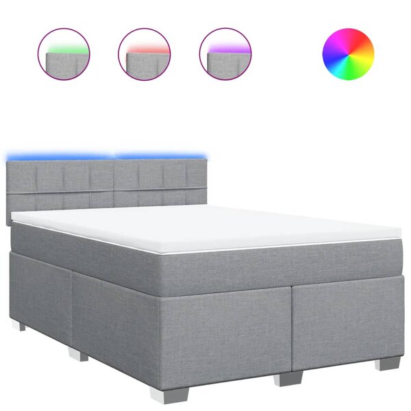 vidaXL Sommier à lattes de lit avec matelas Gris clair 160x200cm Tissu