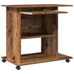 vidaXL Bureau d'ordinateur vieux bois 80x50x75 cm bois d'ingénierie