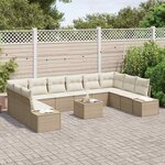 vidaXL Ensemble de canapé de jardin 10 Pièces Beige et crème Polyrotin