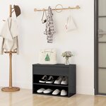 Vidaxl banc à chaussures gris brillant 60x30x45 cm aggloméré