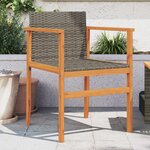 vidaXL Chaises de jardin lot de 2 gris résine tressée et bois massif