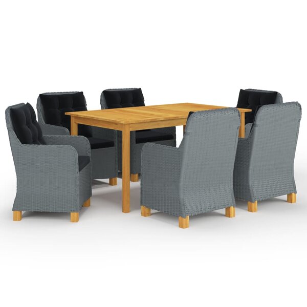 vidaXL Ensemble à manger de jardin 7 Pièces Gris clair