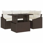 vidaXL Ensemble de canapé de jardin 5 Pièces Marron et Crème polyrotin
