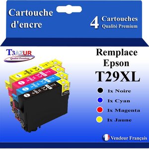 T3AZUR- 4x Cartouches Compatibles avec Epson 29XL 29 XL remplace Epson Expression Home XP-332 XP-335 XP-342 XP-345 XP-352 XP-355