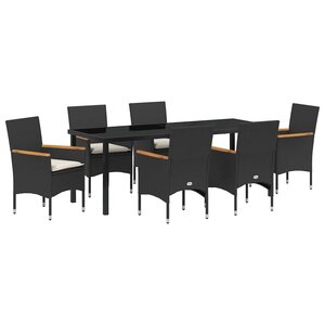 vidaXL Ensemble de salle à manger pour jardin 7 Pièces Noir polyrotin