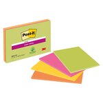 Lot de 4 blocs super sticky meeting notes- 149 x 200 mm orange jaune rose vert post-it