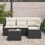 vidaXL Ensemble de canapé de jardin avec coussin 5 Pièces Marron et Crème
