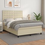 vidaXL Sommier à lattes de lit avec matelas Crème 140x200cm Similicuir