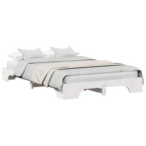 vidaXL Cadre de lit Blanc 135 x 190 cm Pin massif